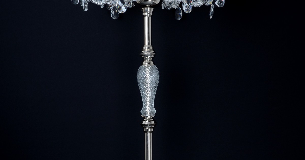 8 Arms Cast brass crystal floor lamp with crystal spike & crystal almonds