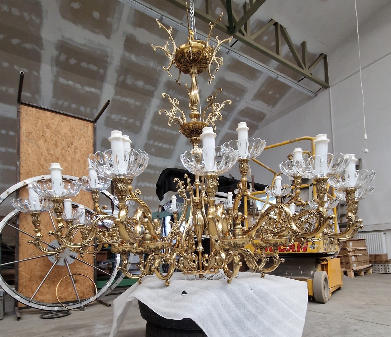 Large Solid Brass Chandelier