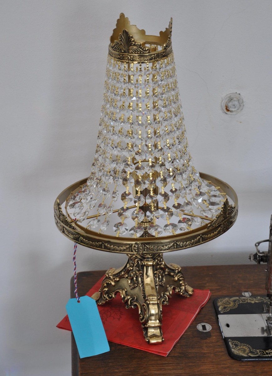 1 Bulb gold brass Strass crystal table lamp