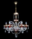 Smaller ruby red chandelier with gold metal