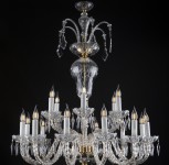 Detail of the upper part of the chandelier with a distinctive hand-cut piece of blown glass