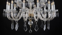 A tall crystal chandelier suitable for tall apartment and castle interiors