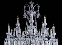 The upper part of the chandeliers is decorated with crystal bells