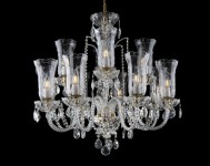 Luxury Czech crystal chandelier with 12 tulip flower-shaped engraved vases