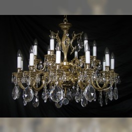Antique Vintage Brass & Crystals French Chandelier With 12 Arms Chandelier  Light