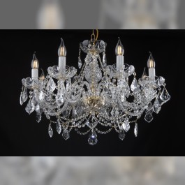 Lower 8-arm crystal chandelier decorated with French pendeloques