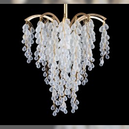 Crown brass chandelier with white glass grapes