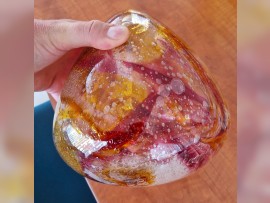 Detail of a smaller version of the multi-colored glass shade