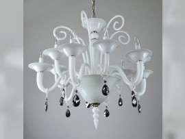 Chandelier with chrome silver (chromium) crystal almonds