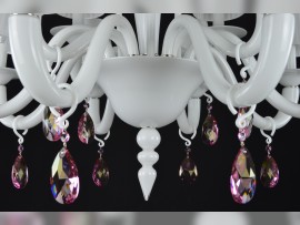 White opal chandelier with purple crystal trimmings - bottom of the chandelier