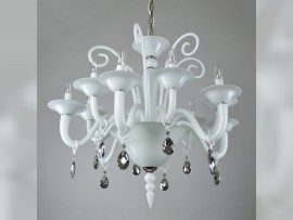 White chandelier with hematite almonds