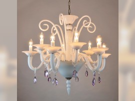 White chandelier with amethyst almonds