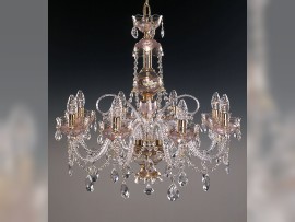 8-arm pink crystal chandelier with almonds