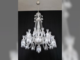 24-arm Silver Baccarat chandelier incl. the ceiling rose