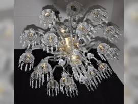 Big Baccarat 30-arm crystal chandelier, matt gold