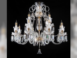 12-arm gold crystal chandelier with diamond hand cut