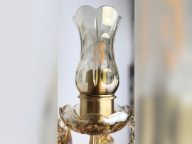 Cut metalized crystal glass lamp vase