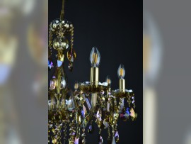 Detail of the light bowls of the colored chandelier