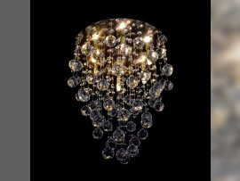 Chandelier with cone-shaped spheres dia 46 x 50 cm - lit (6 x G9 bulbs)