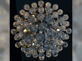 View of the chandelier with suspended balls from below 1