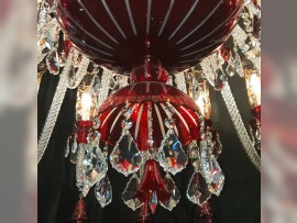 Detail of a luxury ruby ​​crystal chandelier - video