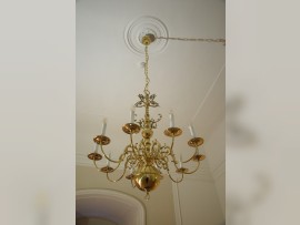 10-arm Dutch chandelier made of shiny brass