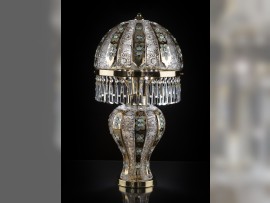 Tall crystal table lamp PK500 - gold 24K surface with flowers, (W x H): 31 x 60 cm/ 12.2" x 23.62"