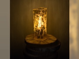 Decorative table lamps in the shape of a tree stump - clear crystal glass decorated with sandblasting - ON