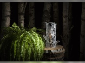 Decorative table lamps in the shape of a tree stump - clear crystal glass decorated with sandblasting - OFF