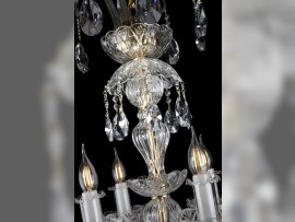 The central part of the chandelier is made of hand-blown glass