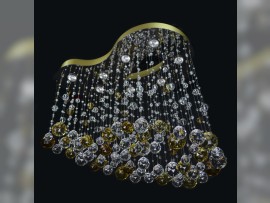 8-bulb version of the chandelier with matte gold brass - bottom view