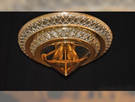 Big Surface mounted chandelier with amber glass