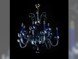 12-arm version of the blue Murano chandelier