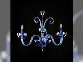 3-arm Murano chandelier in the color of blue opal