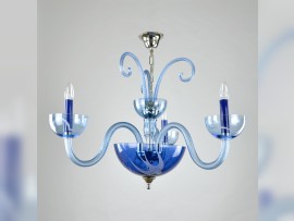 3-arm Murano chandelier in the color of blue opal (light background)