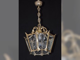 Cast brass lantern with hand cut flat glass whole light