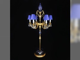 Tall blue floor lamp with six metal arms, (W x H): (W x H): 72 x 177 cm/ 28.3"x69.7"