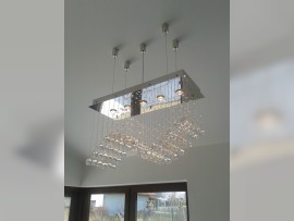 Smaller wave chandelier only clear crystal and silver metal (5 bulbs) - Interior