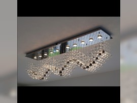 Wave chandelier with a strip of crystal balls in coffee color (metallized crystal - brown) 1