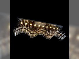 Wave chandelier with a strip of crystal balls in coffee color (metallized crystal - brown) 2