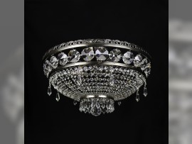 Basket strass chandelier in matte silver metal