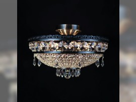 Lighted basket chandelier in matte silver metal