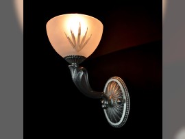 Wall light made of cast silver-plated brass - 1 bowl made of sandblasted glass