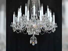 Detail of a chandelier with long candles