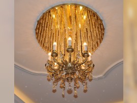 Cast chandelier with metal plate with spotlights 1