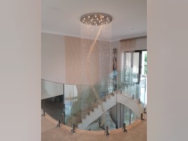 View of the spiral chandelier (18 bulbs) from the 1st floor corridor