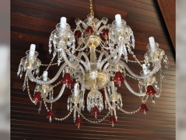 Baccarat crystal chandelier with red bells