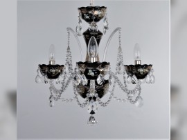 Black chandelier with silver painting on glass and silver metal parst