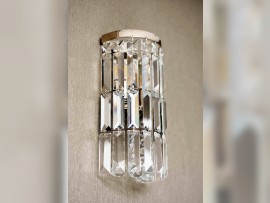 smaller wall light with crystal prisms & crystal balls