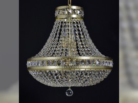 Smaller basket chandelier as surface mount strass lamp lined with square stones